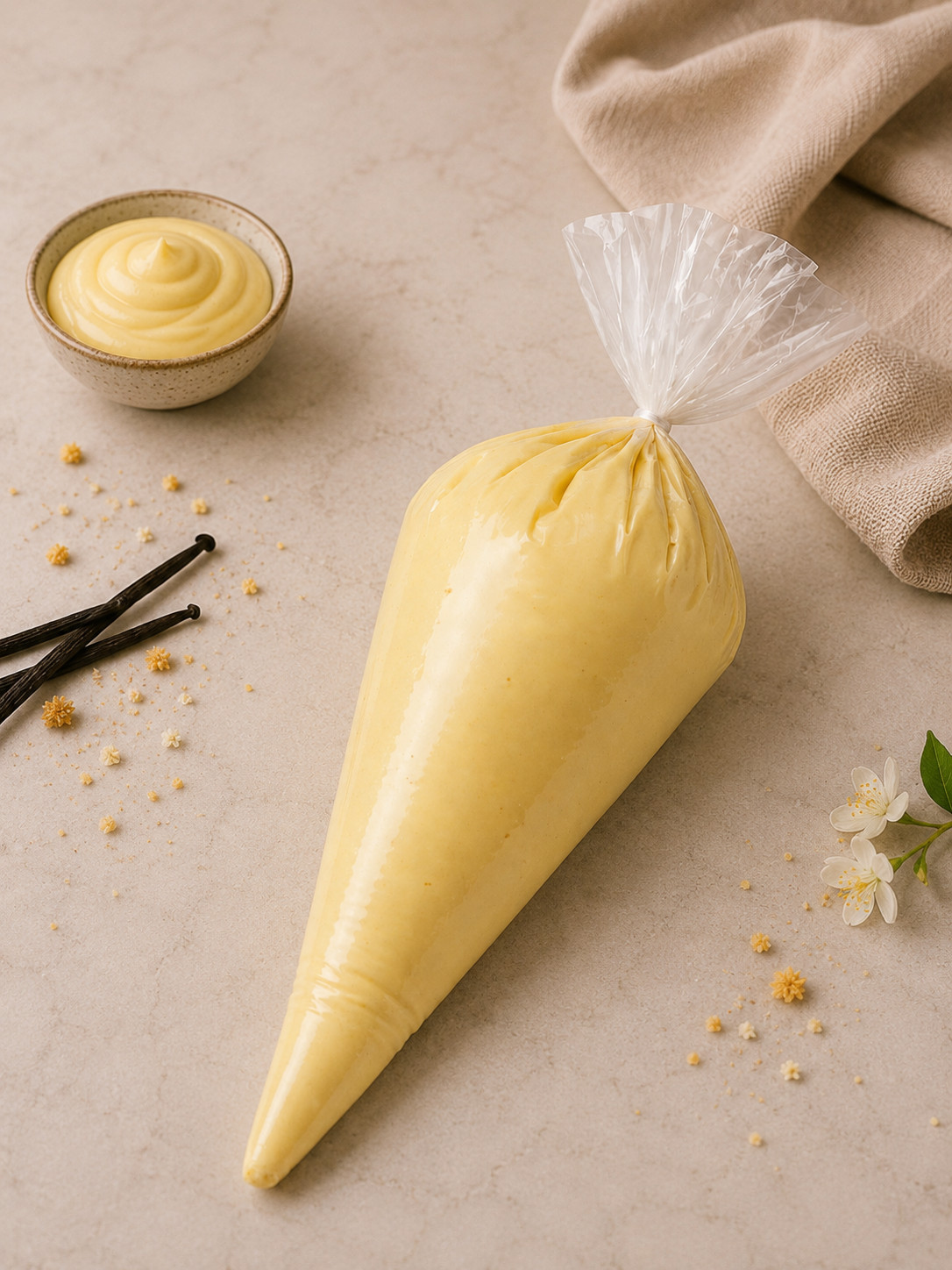VANILLA CUSTARD PIPING BAG FOR PROFESSIONAL USE